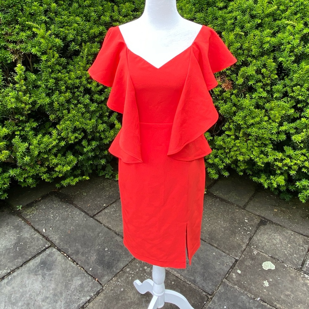 Gorgeous Red Ruffle Peplum Dress**Small $345 - Picture 4 of 9